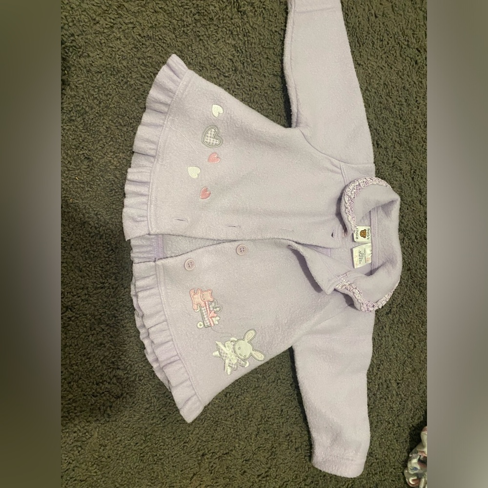 Vintage Lavender Kids Jacket with Heart and Bunny Design